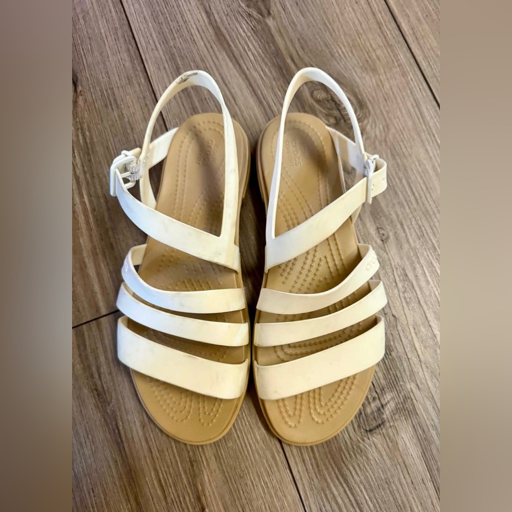 Crocs White Multi-Strap Slingback Sandals